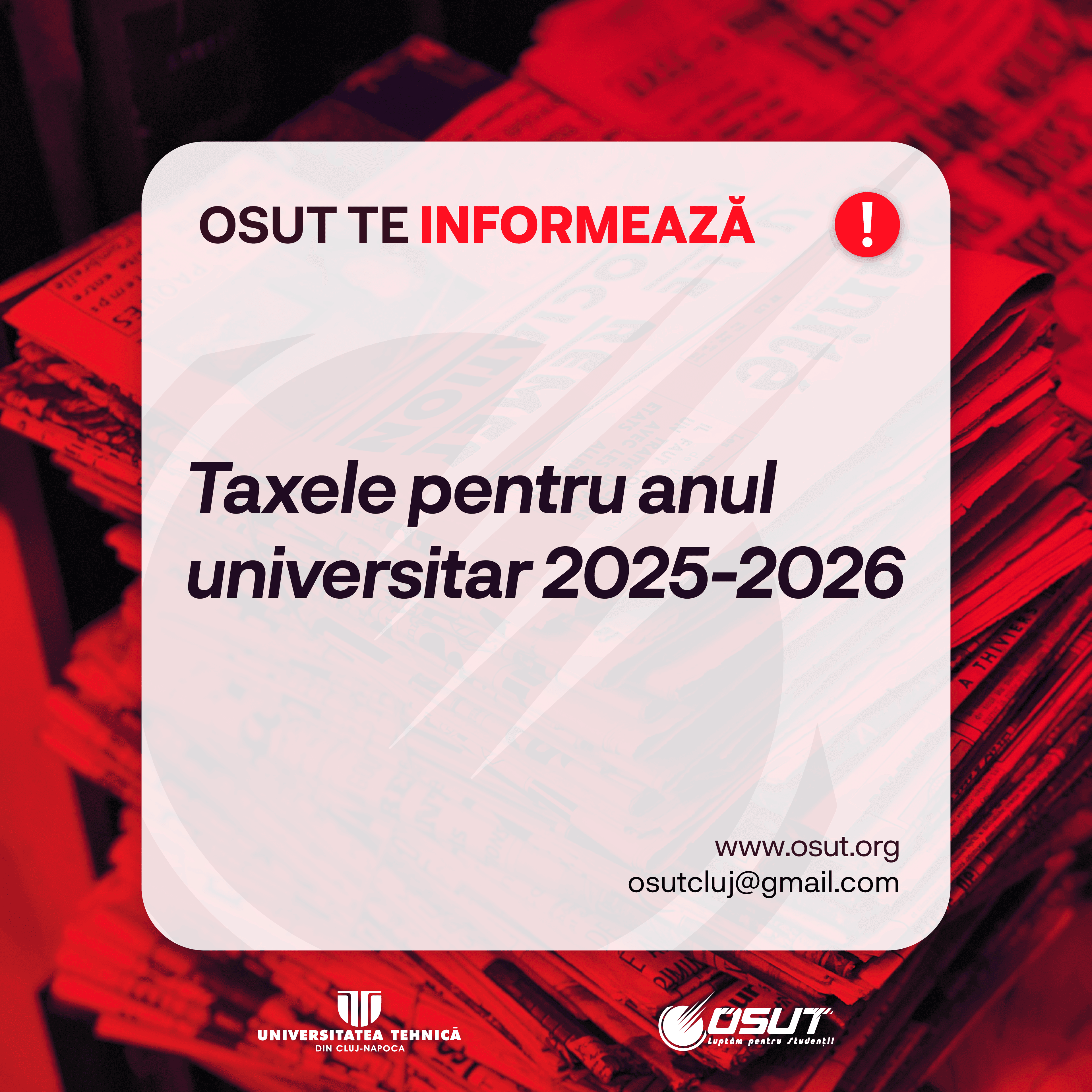 Taxele pentru anul universitar 2025-2026