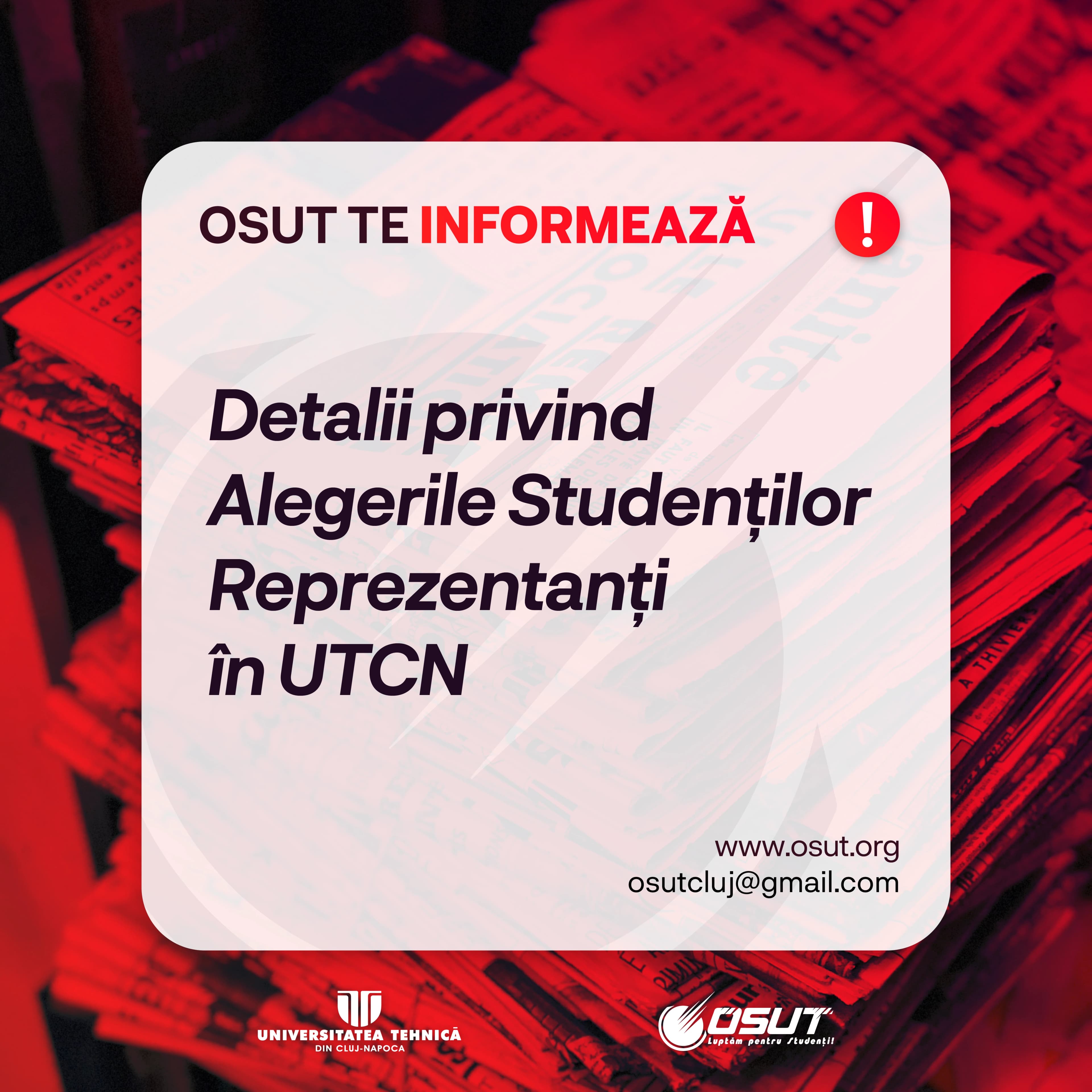 Detalii privind Alegerile Studenților Reprezentanți din UTCN