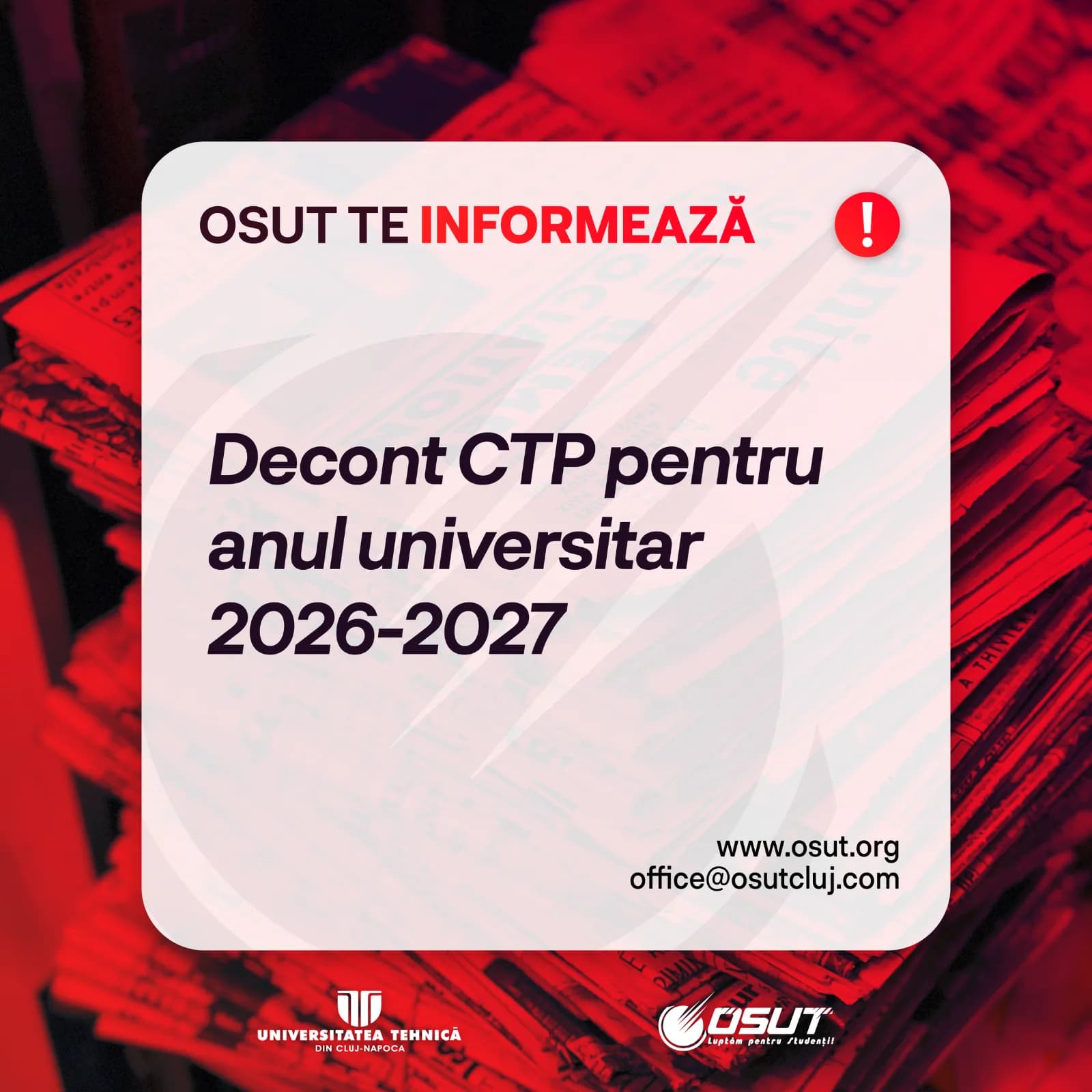 Decont CTP pentru anul universitar 2026-2027